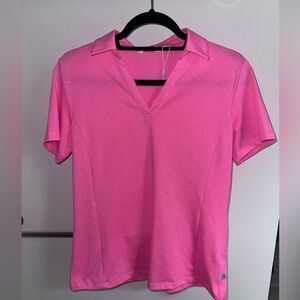 Lady Hagen Women’s Polo Golf Shirt Medium Pink White green- NWT